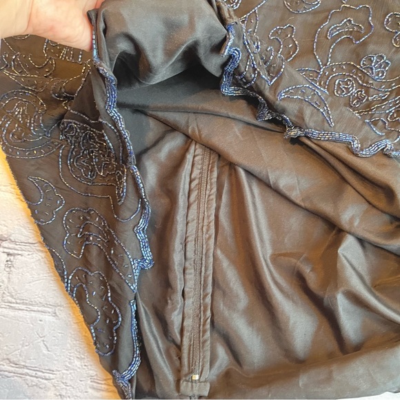 Laurence Kazar Vintage Silk Beaded Womens Top 1X Black - Picture 5 of 10